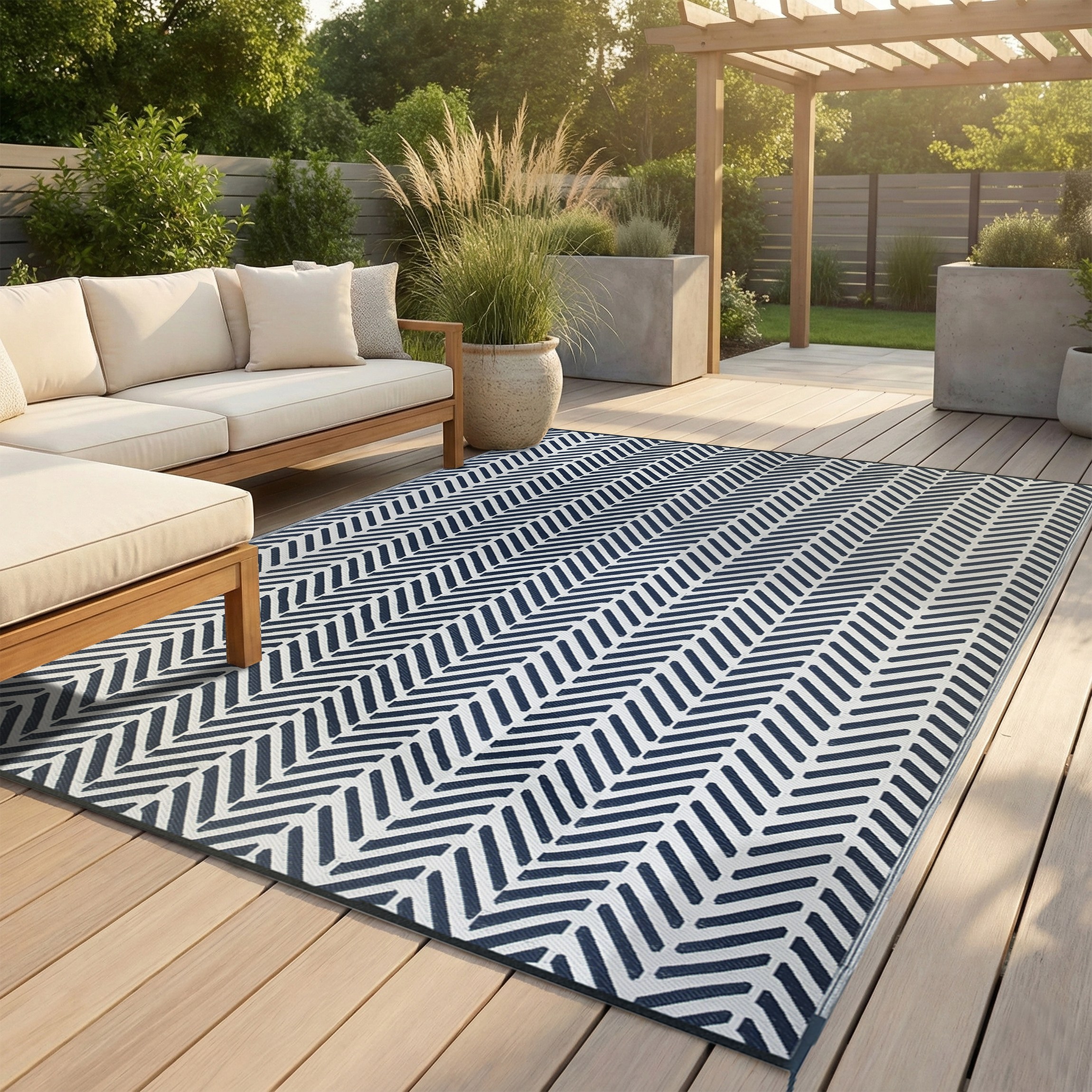 Fab Habitat Fresno Navy Foldable Rug On Sale