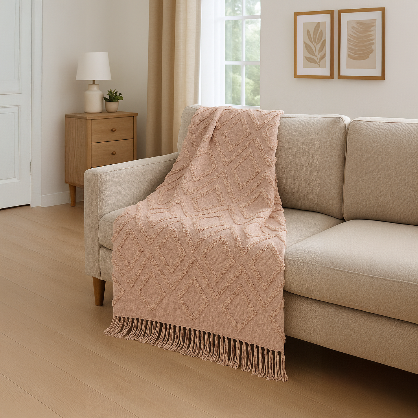 Vauxhall - Blush Cotton Throw Blanket 50" x 70"