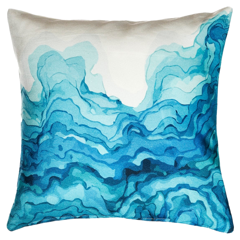 Watercolor Waves Indoor Outdoor Decorative Pillow Teal Fab Habitat