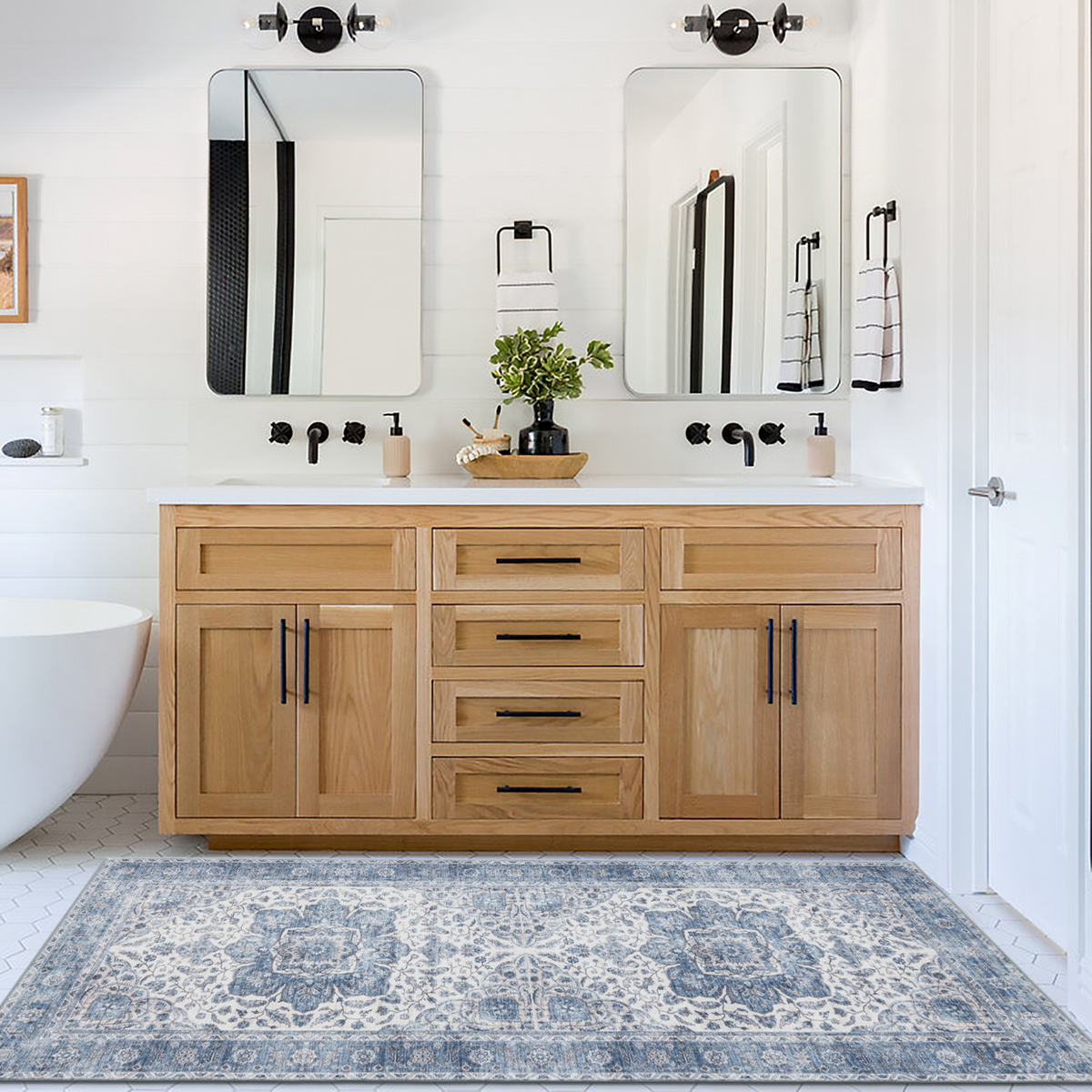 Blue Ivory Area Rug, product view angle 27