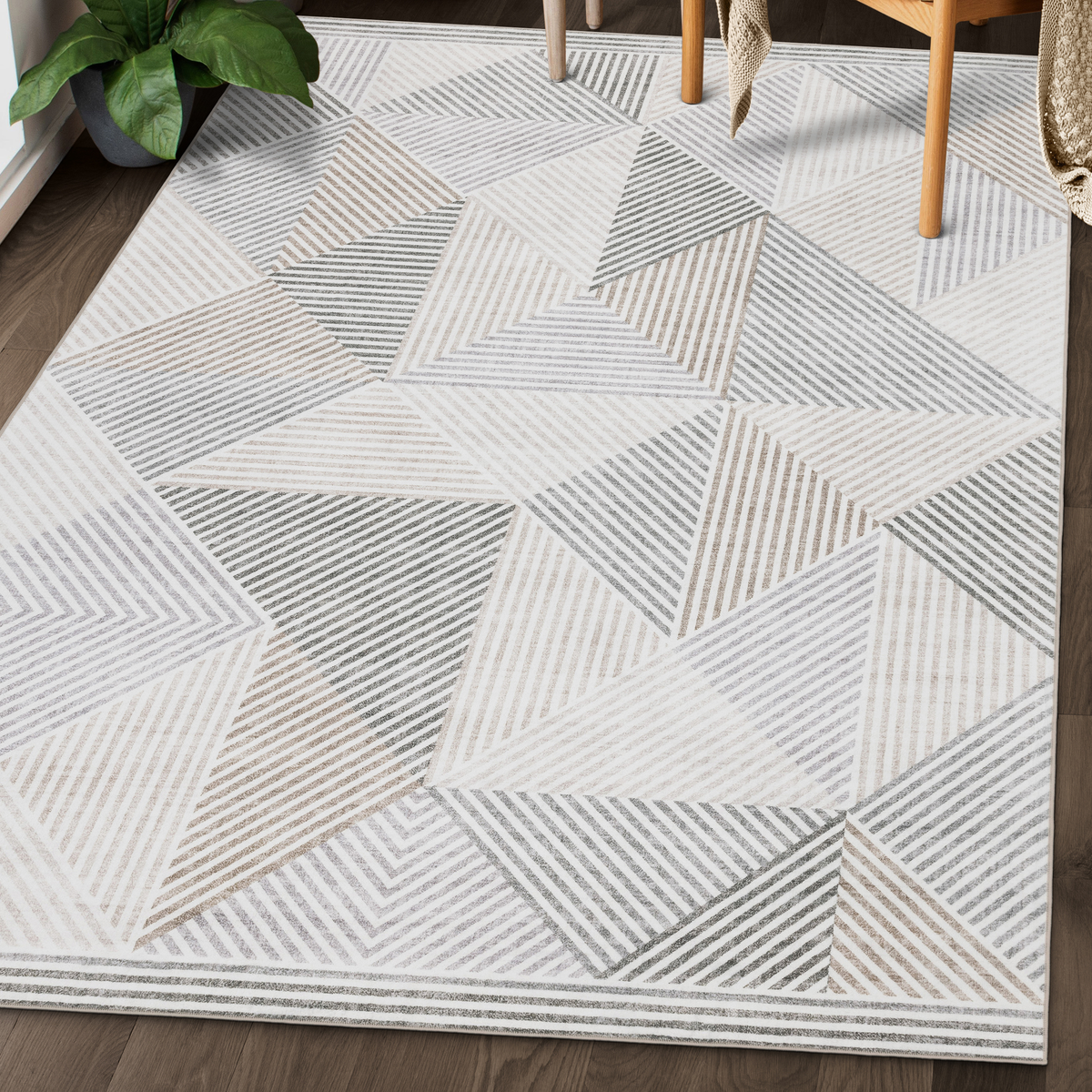 Beige Ivory Area Rug, product view angle 32