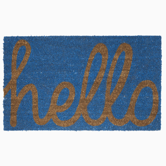 Cursive Hello Doormat Handwoven, Durable