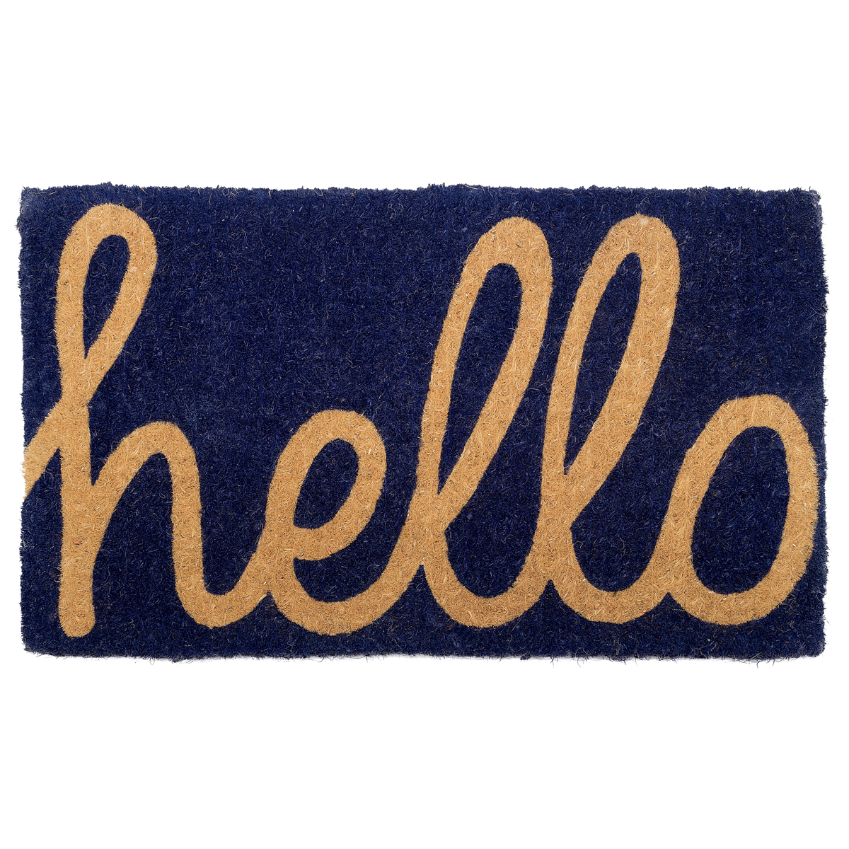 Cursive Hello Dark Blue Doormat, flat product shot, second view