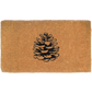 Full view of natural coir doormat with black pine cone print