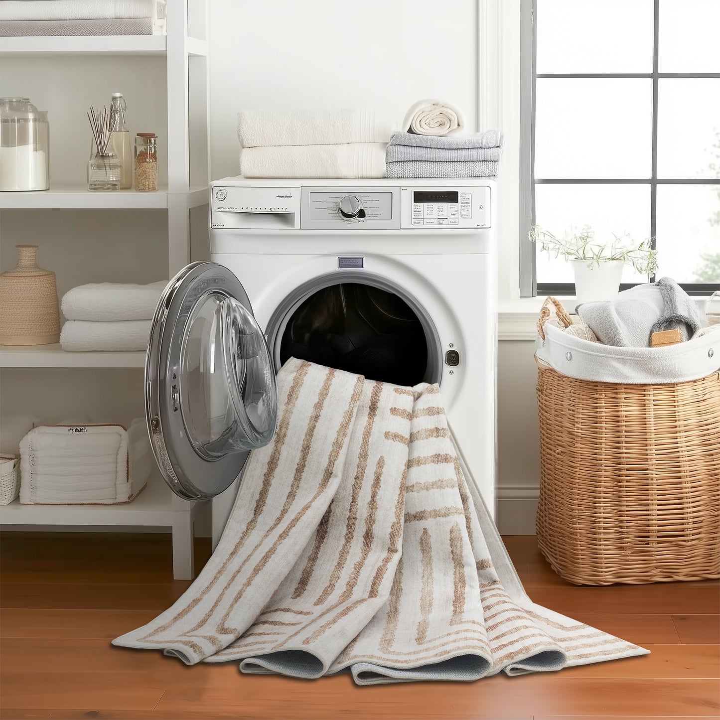 Finn Modern - Beige ReaLife Machine Washable Rugs