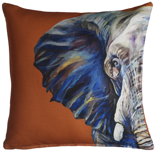 Elephant - Orange  Double Sided Indoor/Outdoor Pillow for Patio (20" x 20") FINAL SALE