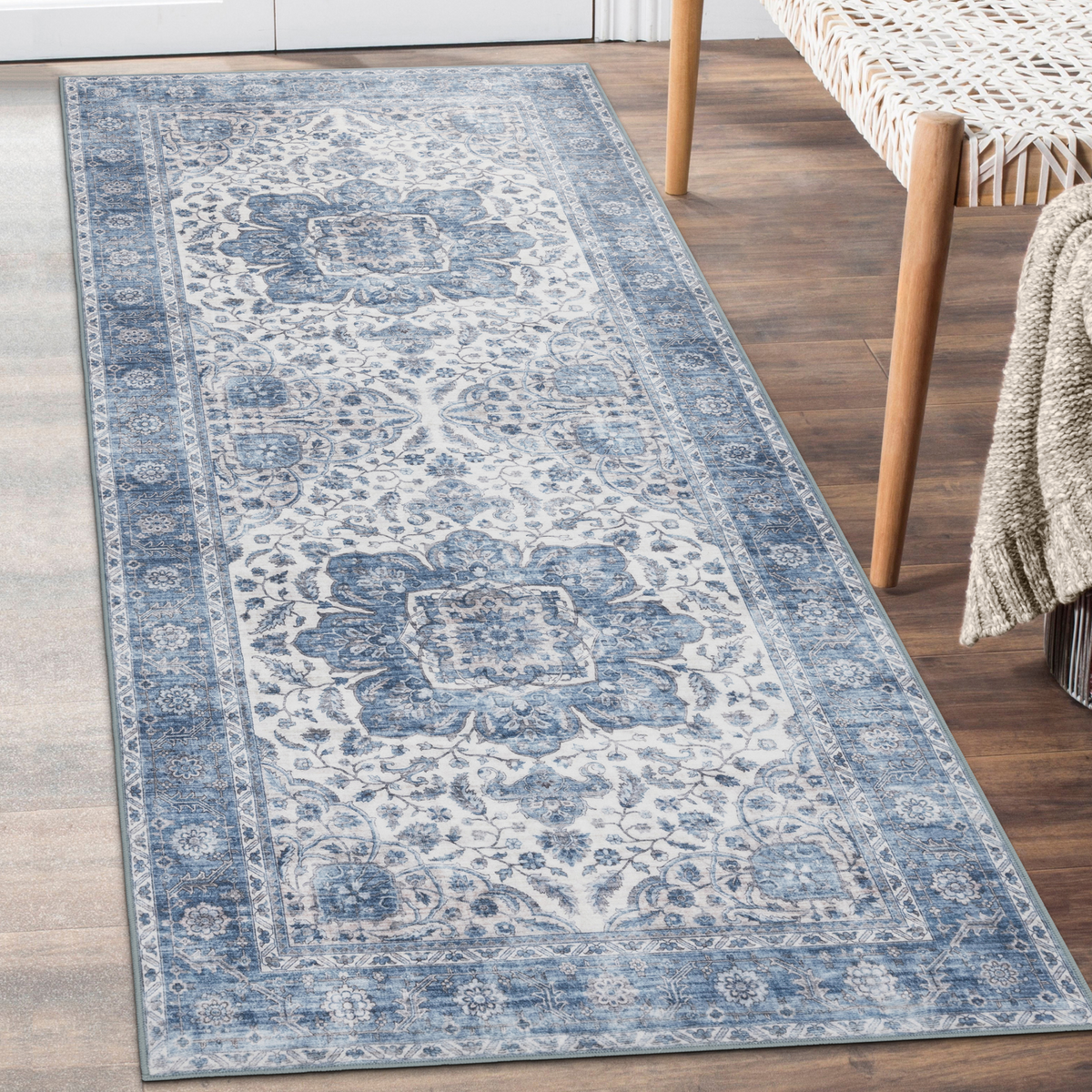 Blue Ivory Area Rug, product view angle 17