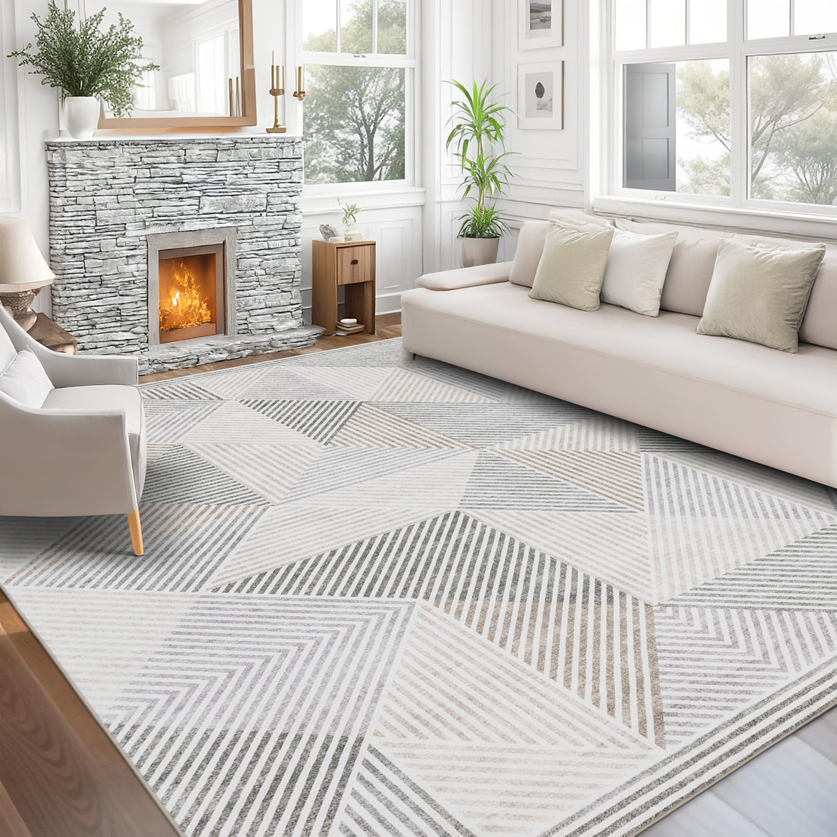 Beige Ivory Area Rug, product view angle 21