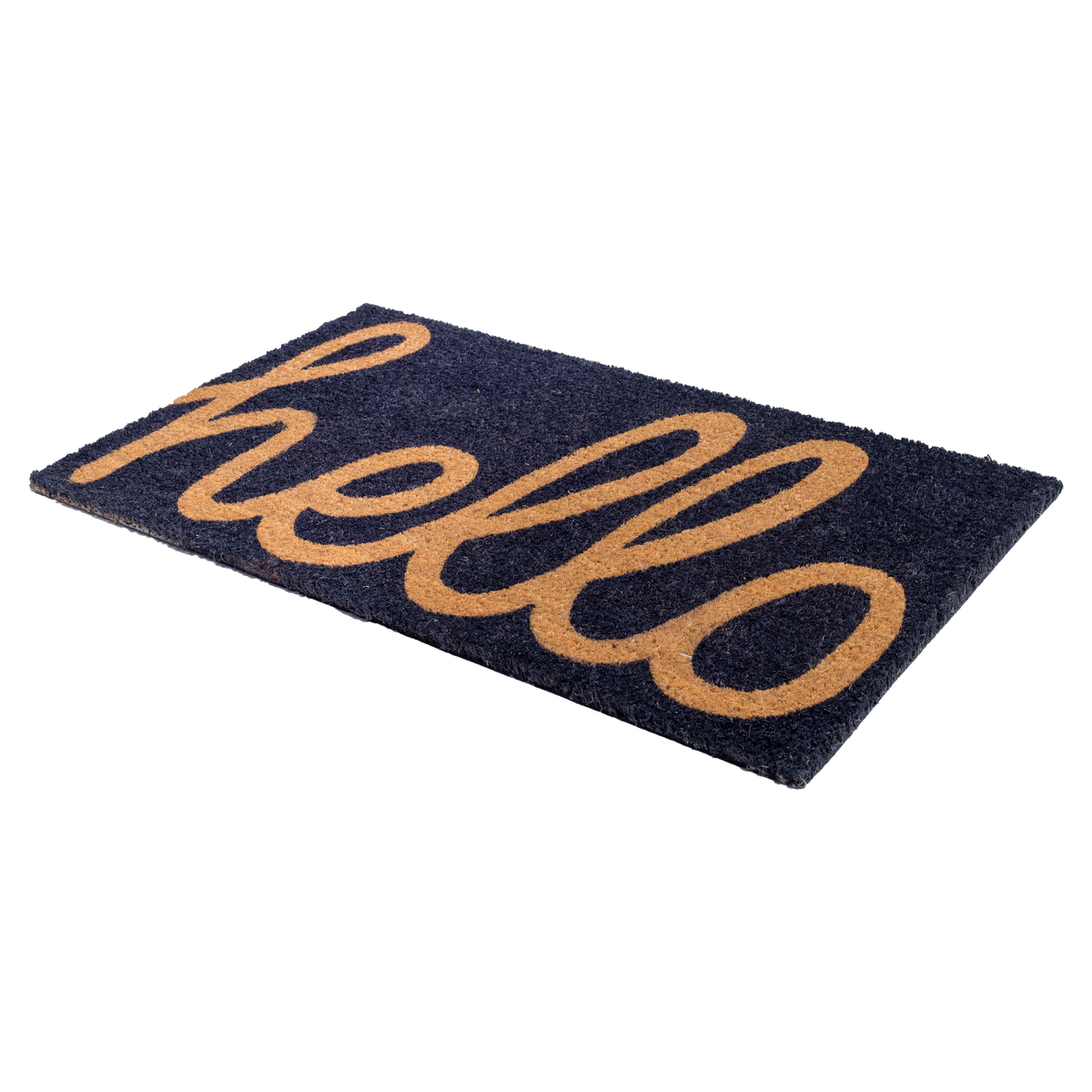 Cursive Hello Dark Blue Doormat, product view angle 9