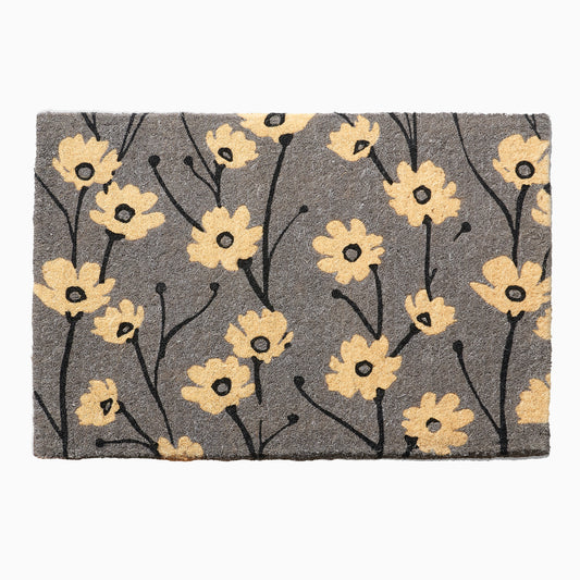 Wild Flowers - Gray Doormat Handwoven, Durable