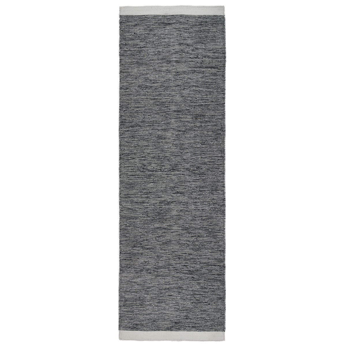Black & Beige Outdoor Rug, size view of rug laid flat 2.5x8 in Black White