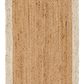 Full view of natural braided jute area rug with ivory border in runner size