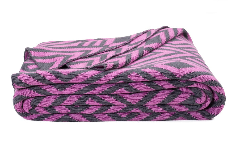 Nakano - Pink & Gray Reversible Cotton Throw Blanket 50" x 70"