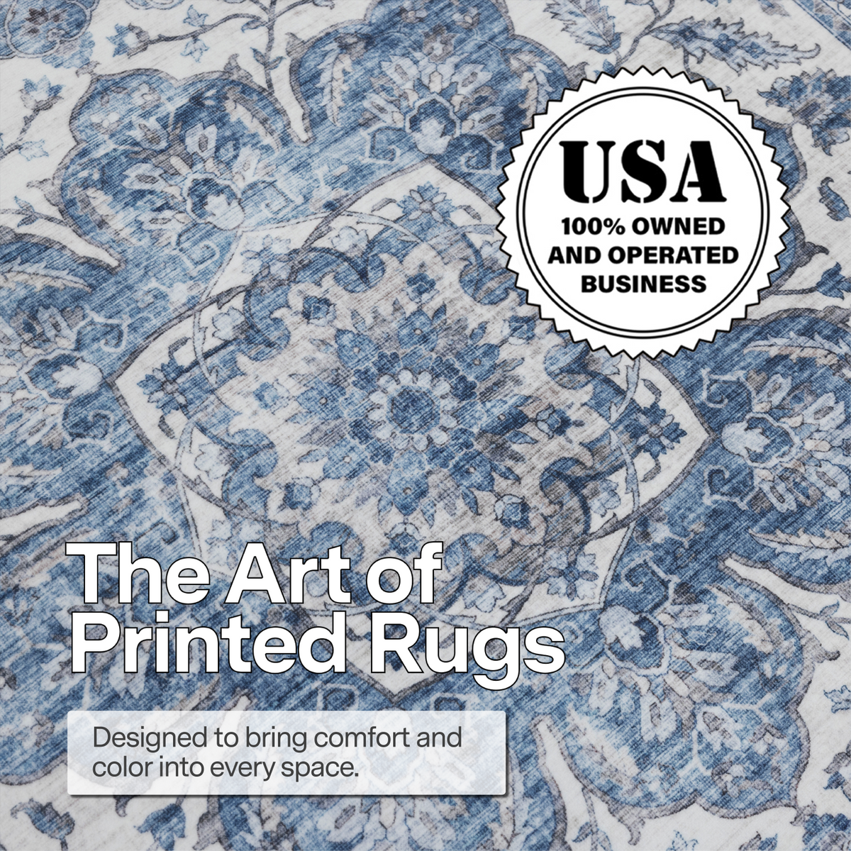 Blue Ivory Area Rug, product view angle 19