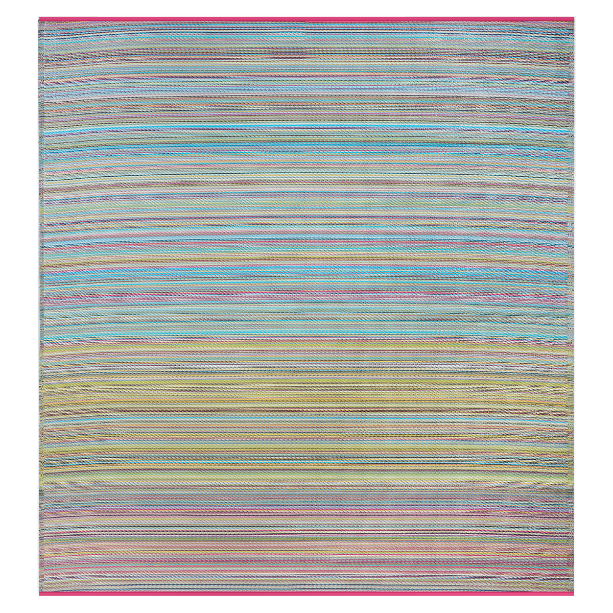 Turquoise Outdoor Rug, size view of rug laid flat 8x8 square, Candy tones