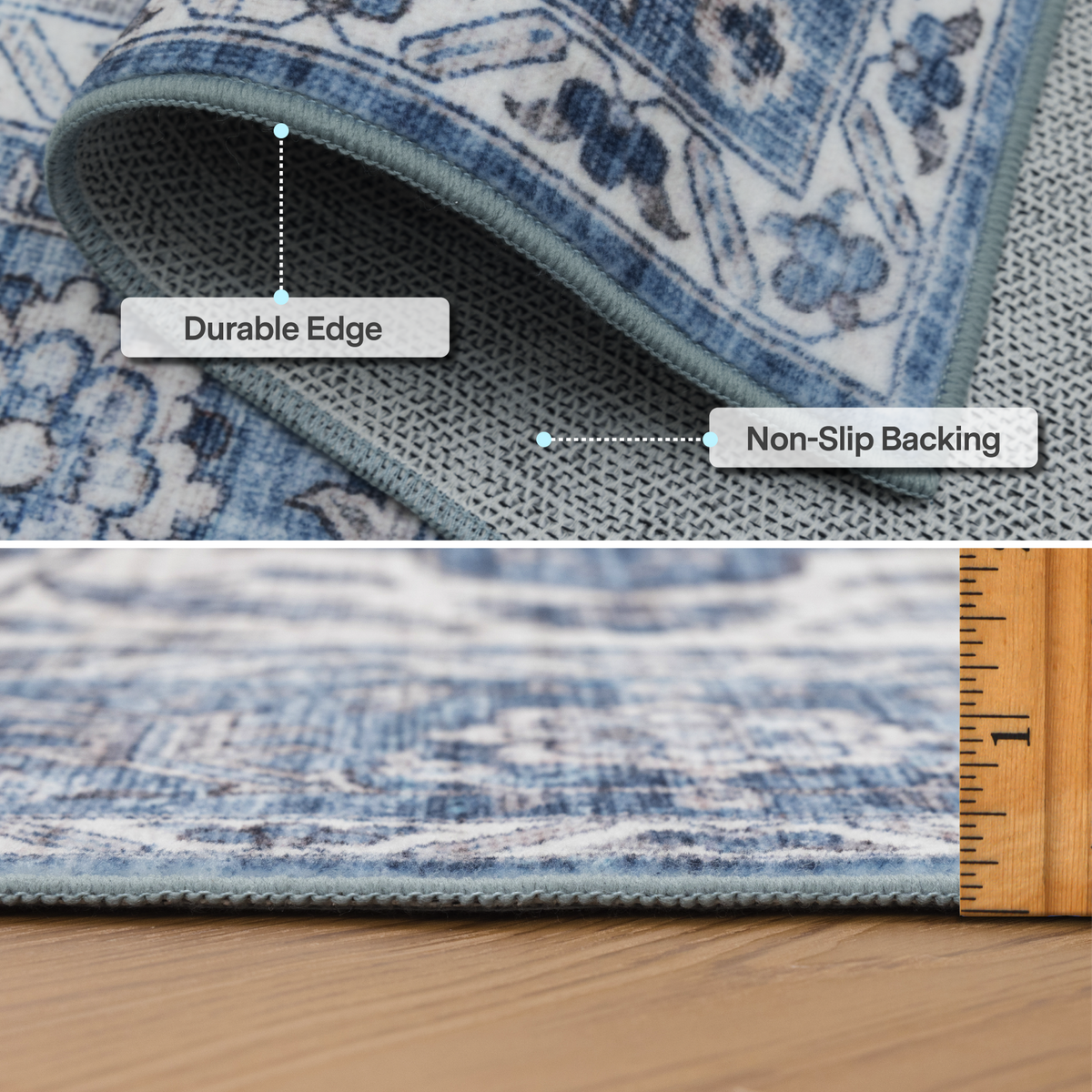 Blue Ivory Area Rug, product view angle 20