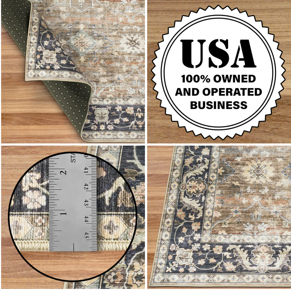 Beige Tan Brown Area Rug, product view angle 13