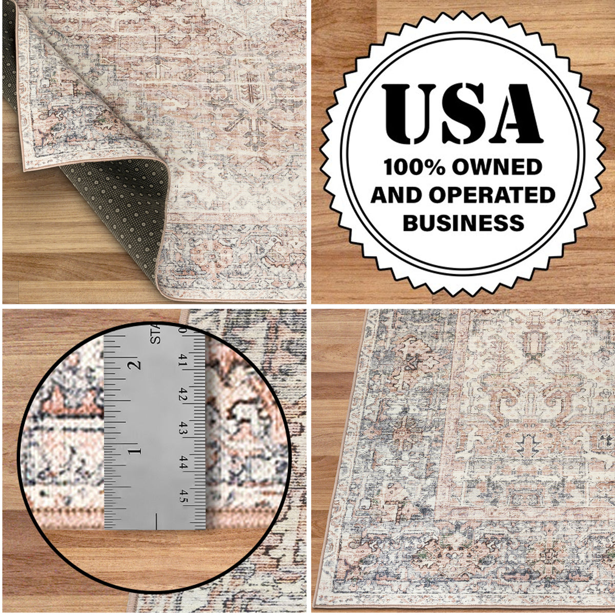 Gray Ivory Blush Area Rug, product view angle 14