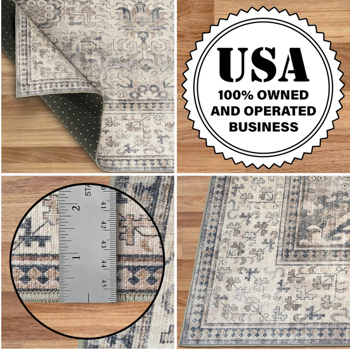 Beige Gray Ivory Area Rug, product view angle 14