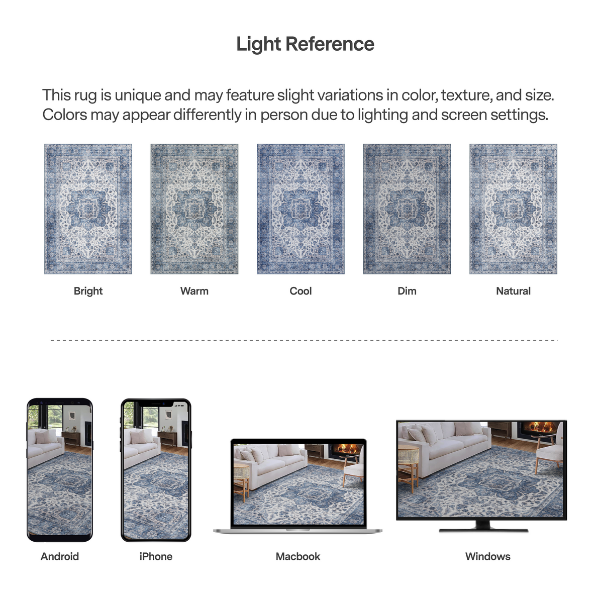 Blue Ivory Area Rug, product view angle 21