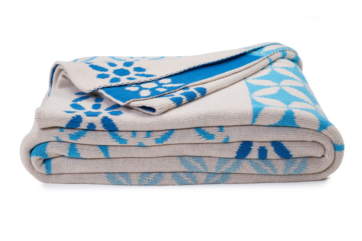 Riverway - Blue Reversible Cotton Throw Blanket 50" x 70"