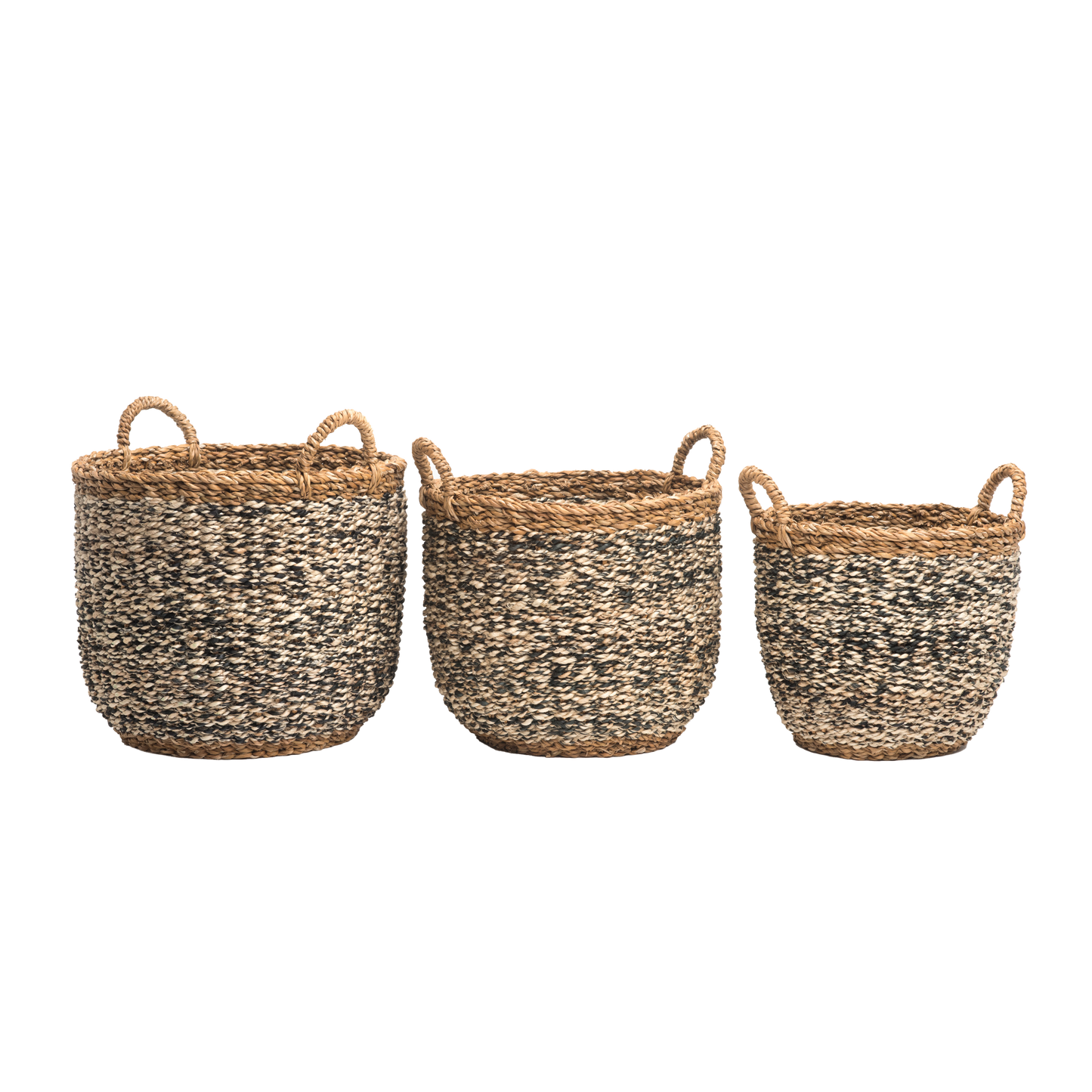 Ebony - Natural and Black Storage 3 piece Basket Set