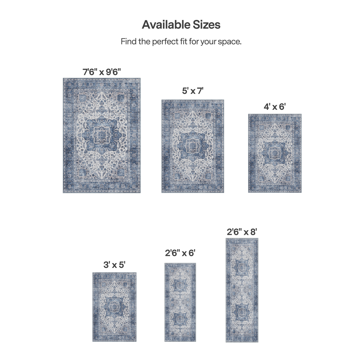 Blue Ivory Area Rug, product view angle 25