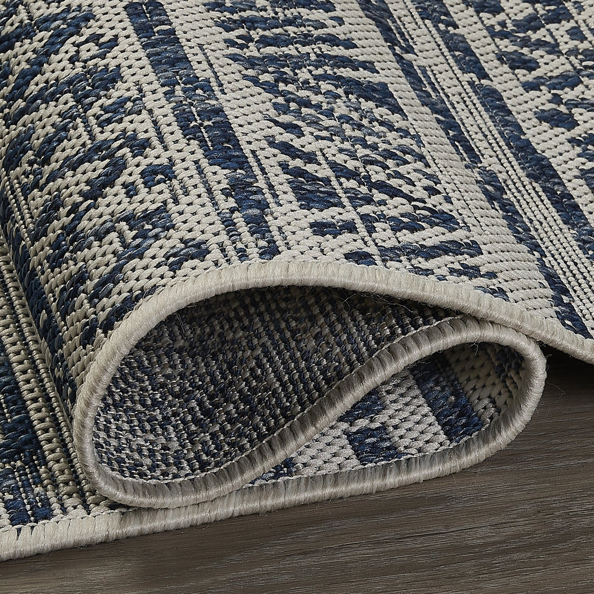 Blue Outdoor Rug, close-up of pile texture