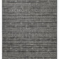Full view of charcoal and gray tribal striped outdoor rug