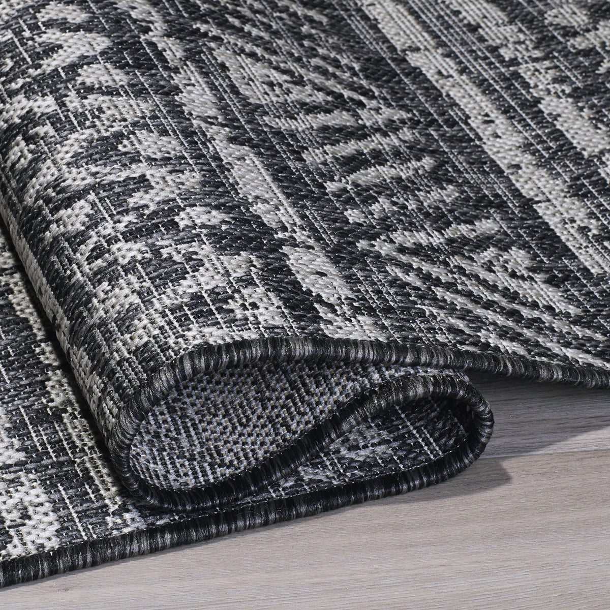 Charcoal Outdoor Rug, close-up of weave texture