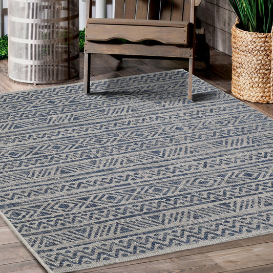 Blue Outdoor Rug, lifestyle patio scene