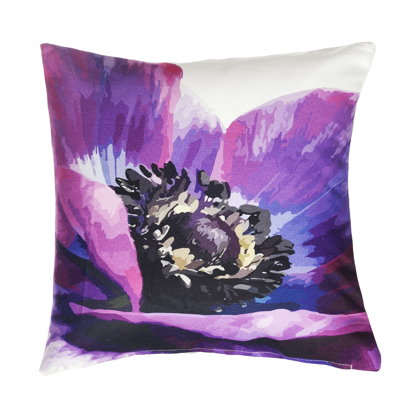 Anemone Flower - Purple Floral Stain Resistant Indoor/Outdoor Pillow for Patio (20" x 20")