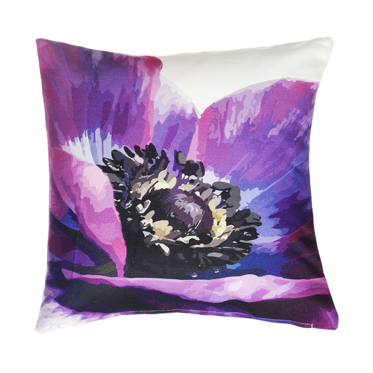 Anemone Flower - Purple Floral Stain Resistant Indoor/Outdoor Pillow for Patio (20" x 20") FINAL SALE