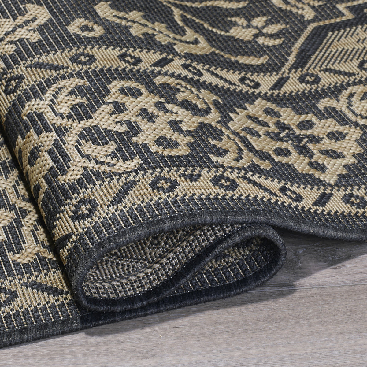 Charcoal Outdoor Rug, close-up of weave texture