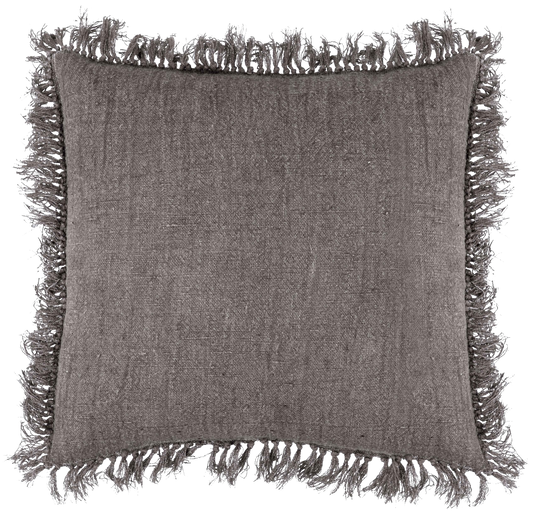 Antwerp Linen Decorative Fringe Indoor Pillow - Bark (20" x 20")