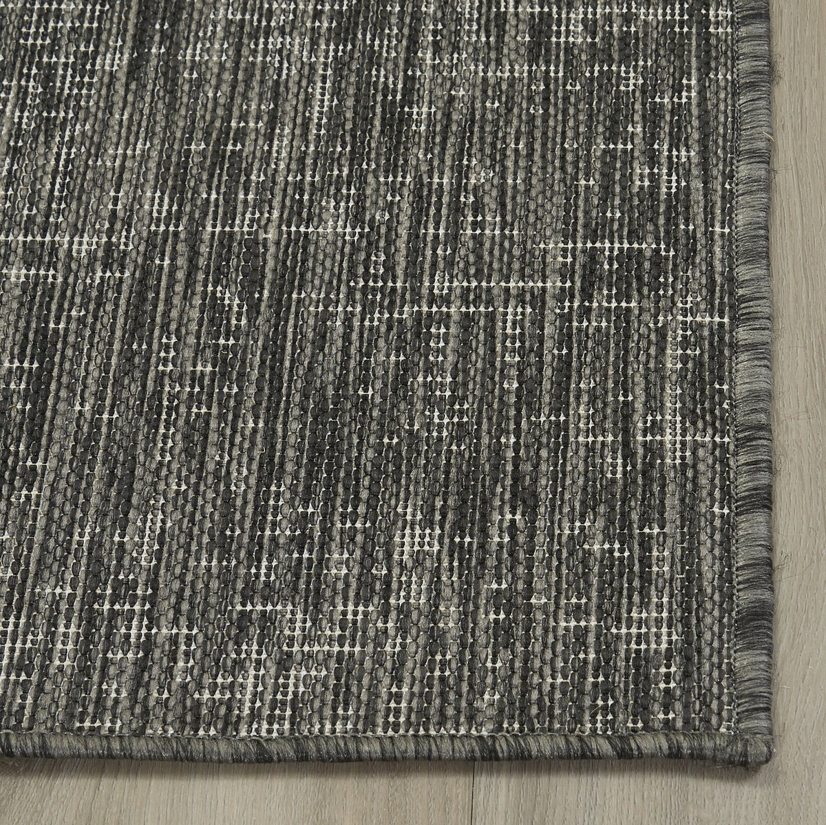Charcoal Outdoor Rug, close-up of weave texture