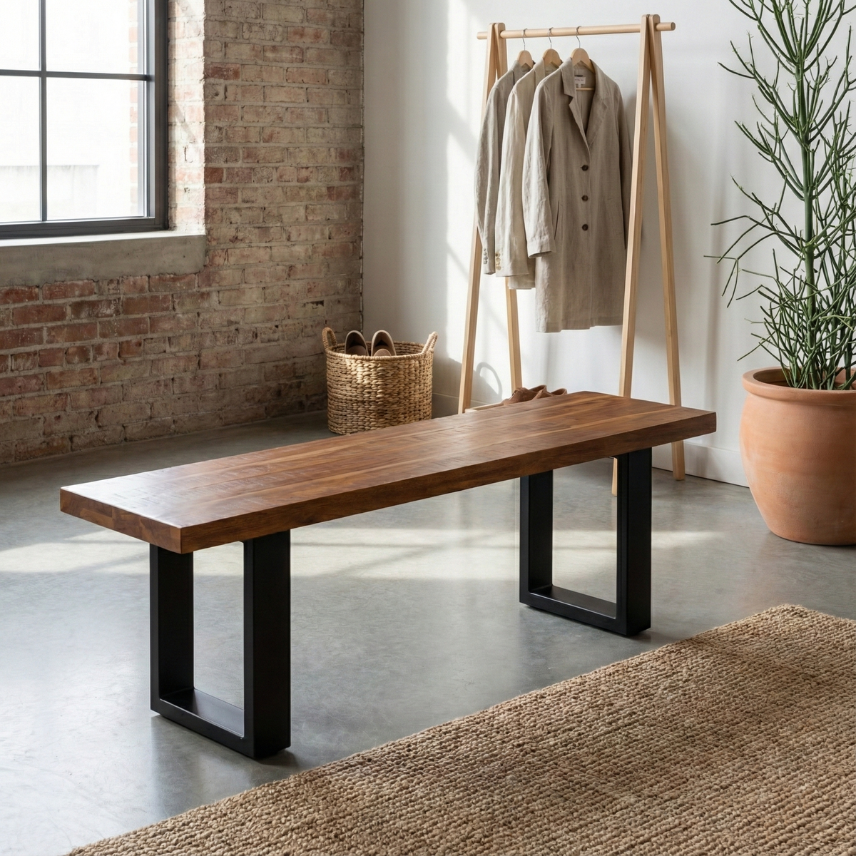Walnut Bench, lifestyle room scene