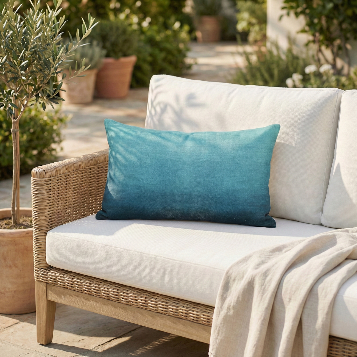 Teal Outdoor Pillow, flat product shot, second view