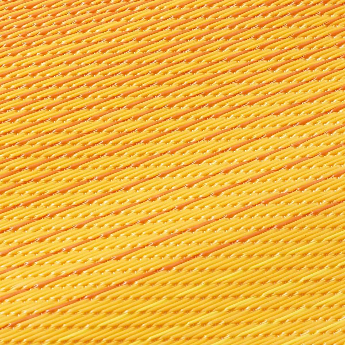 Teal Outdoor Rug, close-up of weave texture, Sunset tones