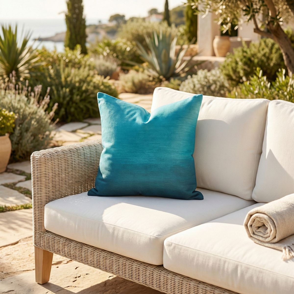 Teal Outdoor Pillow, flat product shot