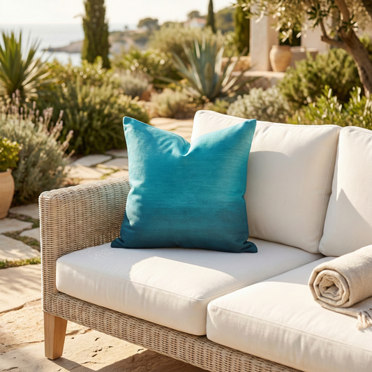 Teal Outdoor Pillow, flat product shot