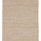 Full view of sand woven indoor outdoor rug laid flat