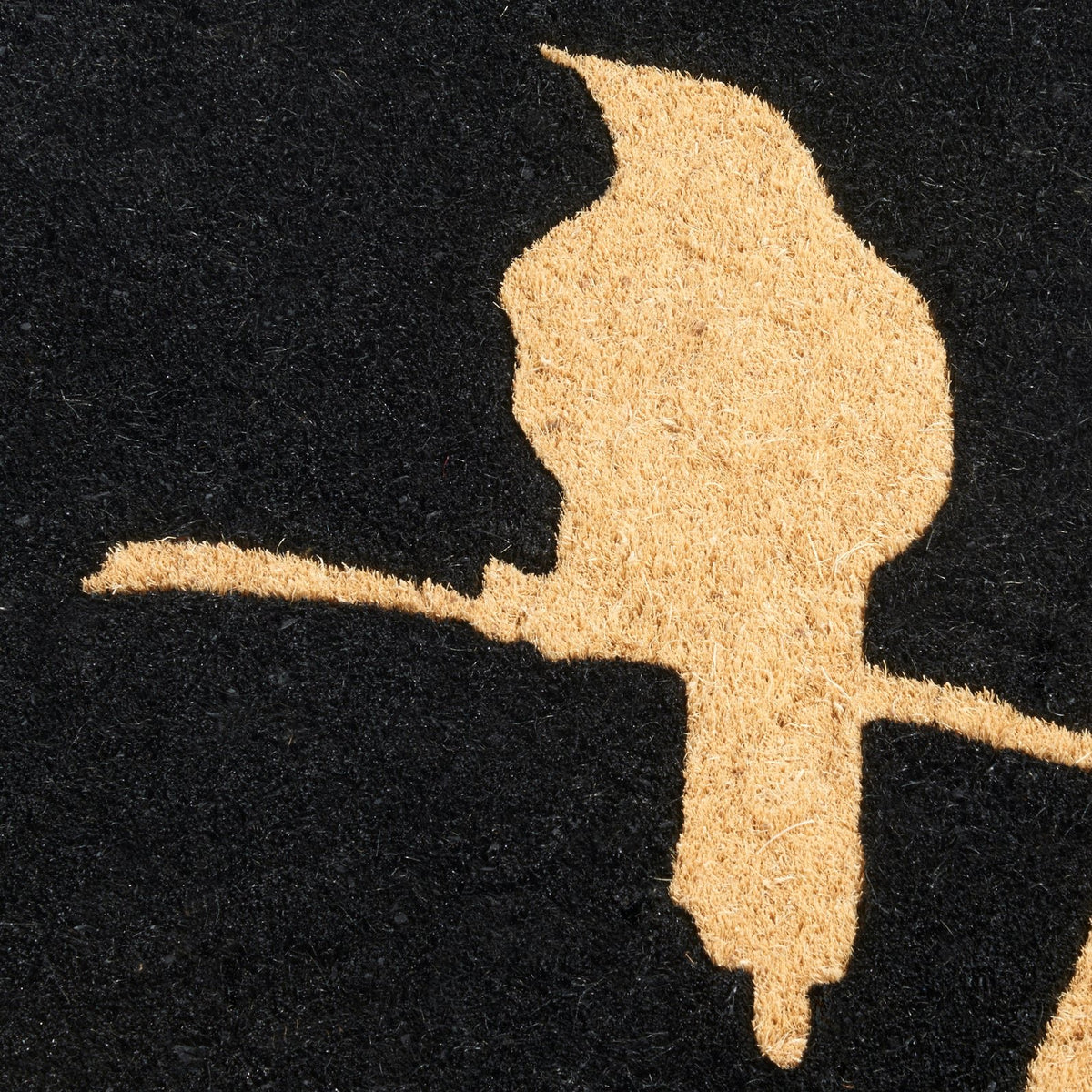 Birds On Branch Black Doormat, texture close-up