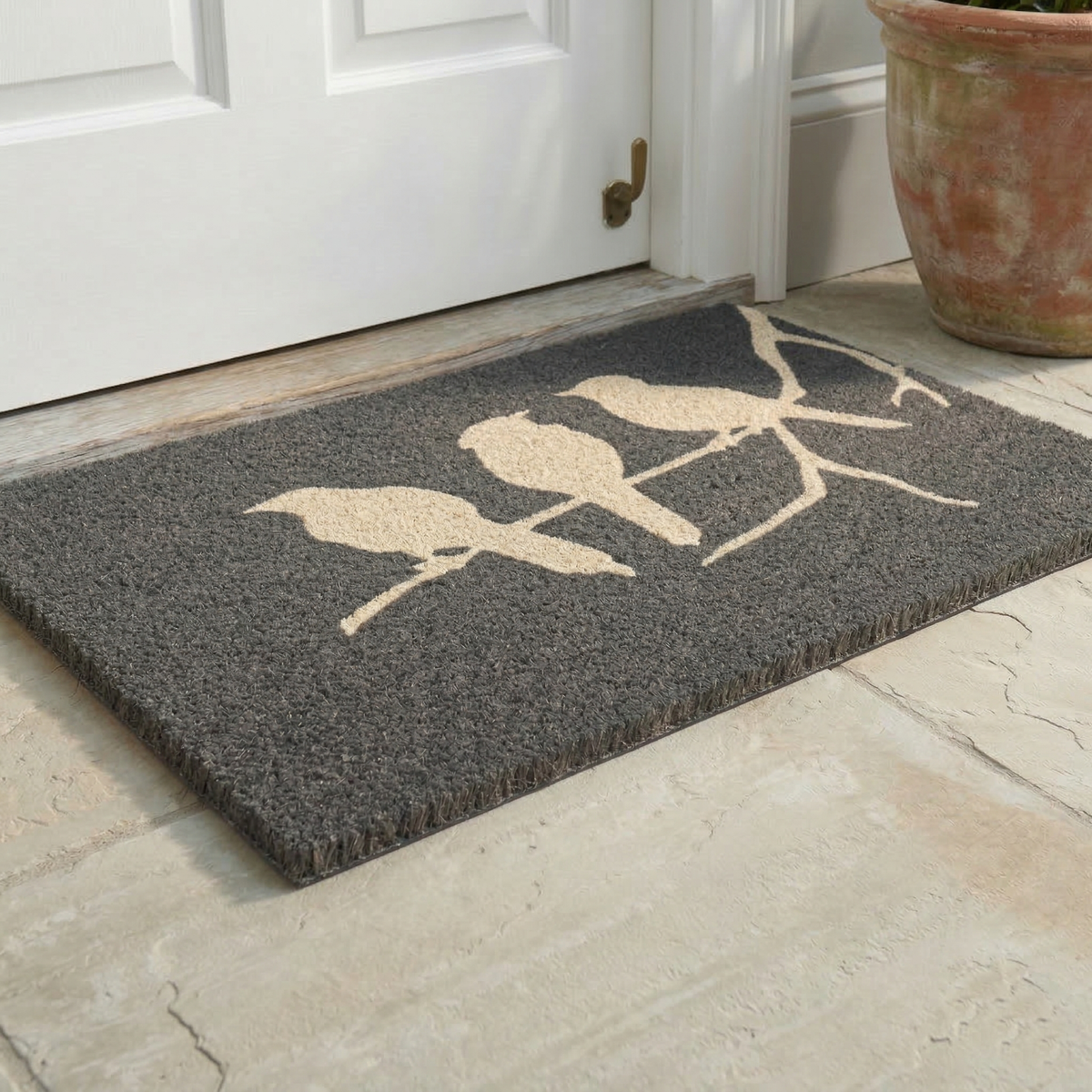 Birds On Branch Gray Doormat, product view angle 9
