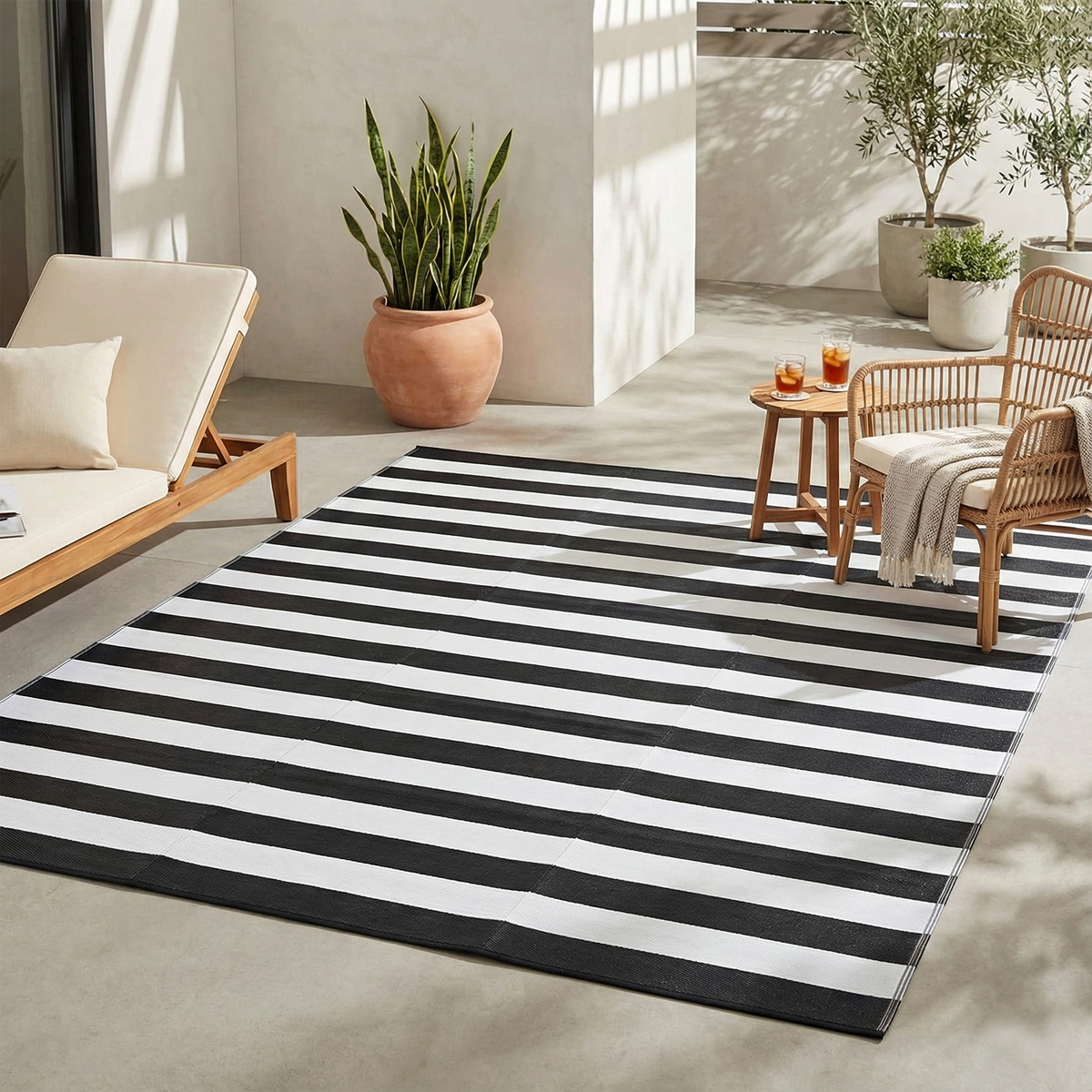 Black & White Area Rug, flat product shot of full pattern