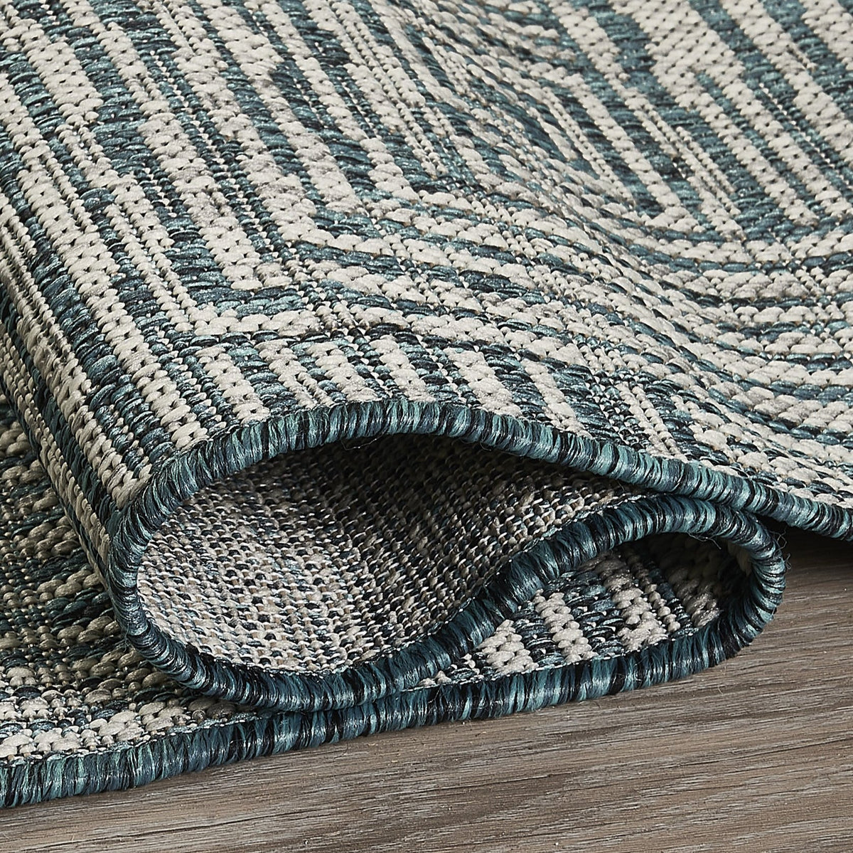 Aqua Outdoor Rug, close-up of pile texture