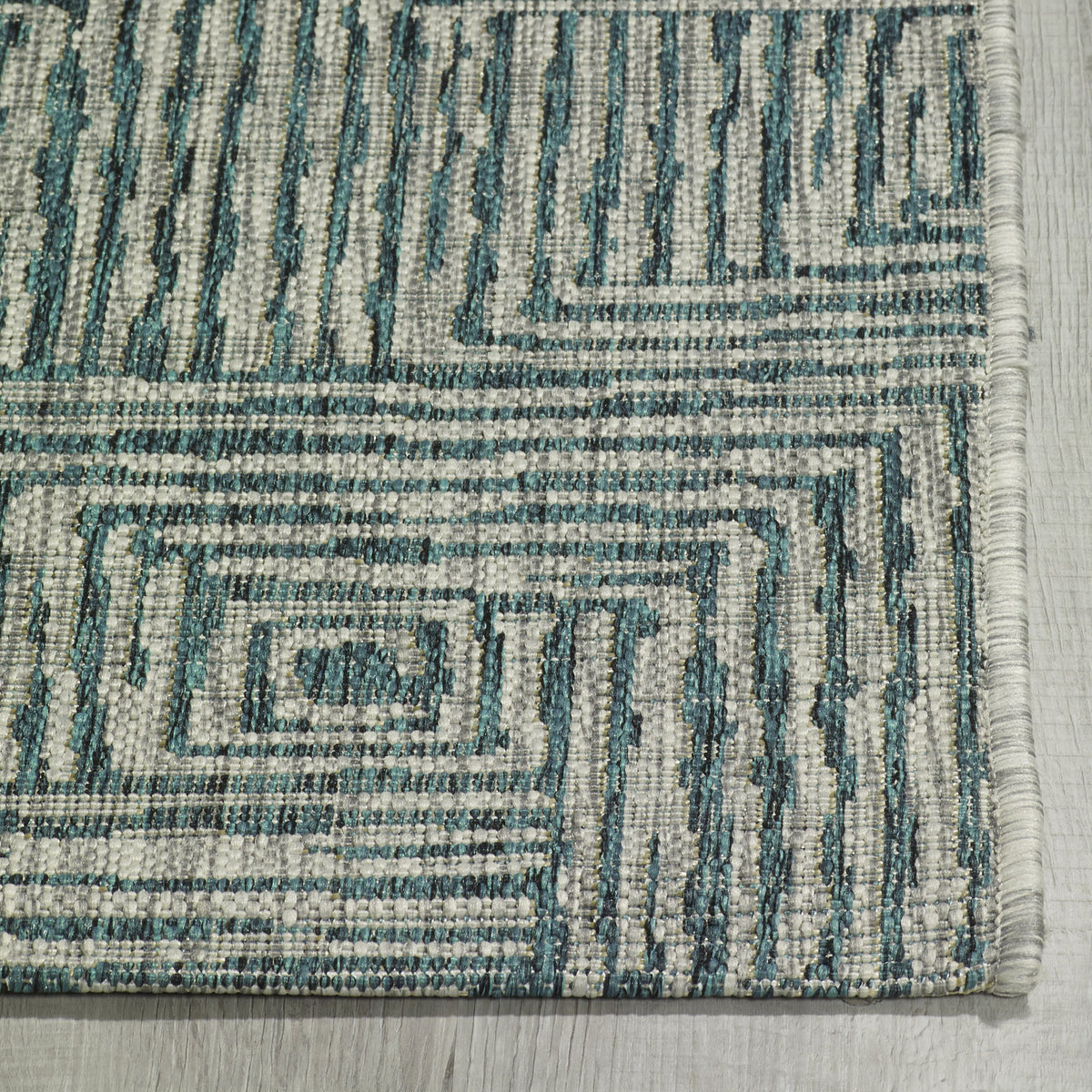 Aqua Outdoor Rug, close-up of weave texture