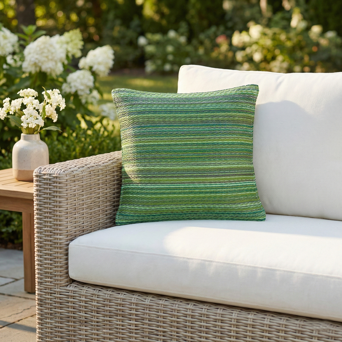 Green Outdoor Pillow, flat product shot
