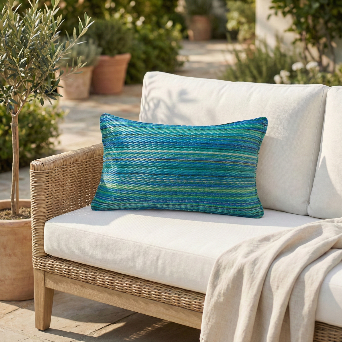 Turquoise Green Outdoor Pillow, product view angle 15