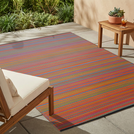 Multicolor Outdoor Rug, lifestyle patio scene